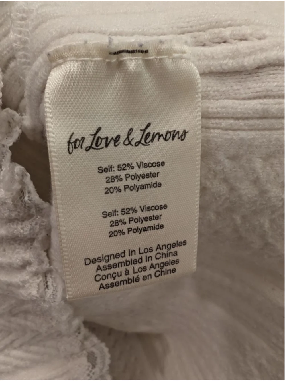 Women's For Love & Lemons White Lace Trim Knit Tank Top L Dainty Romantic - Picture 6 of 8